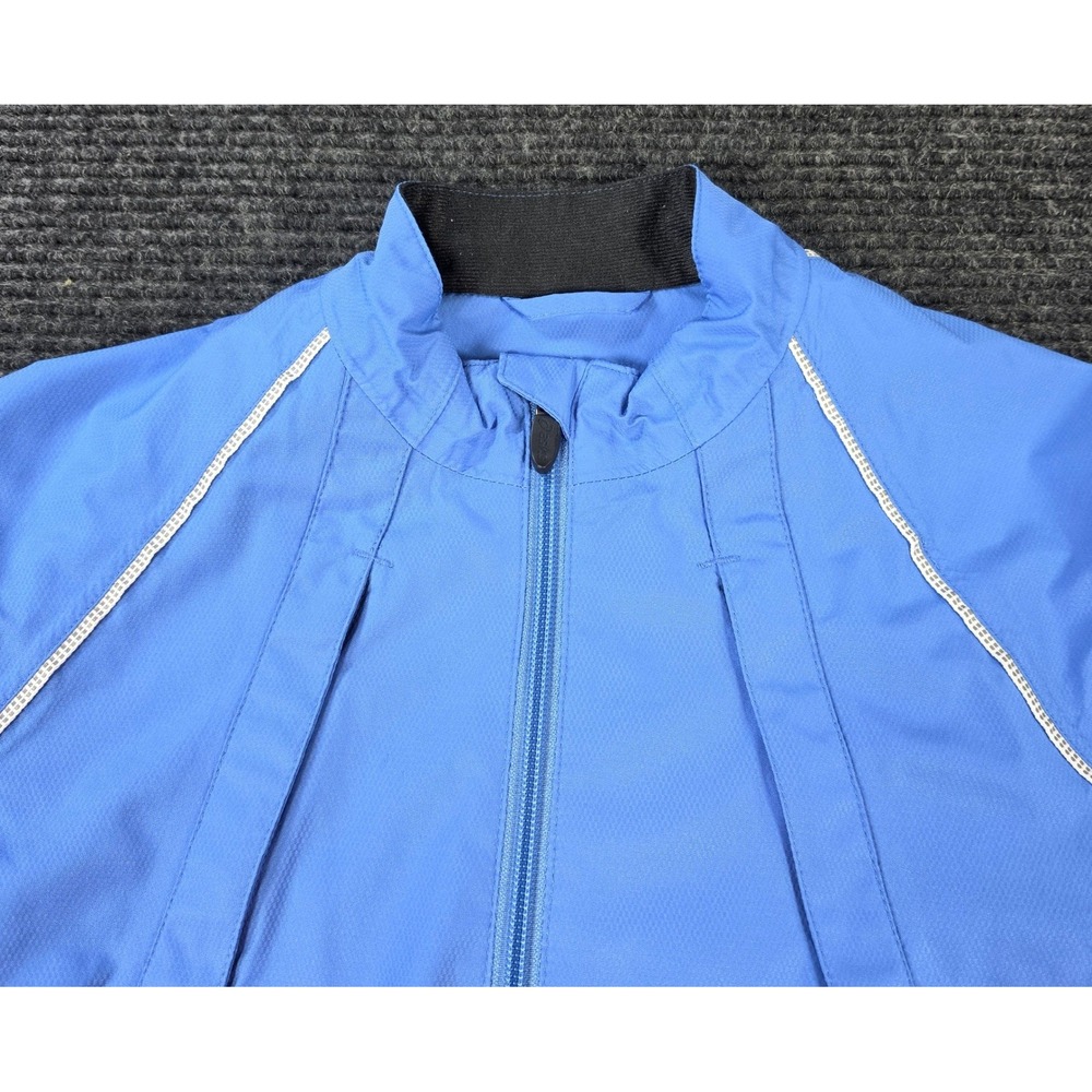 Asics Windbreaker Jacket Womens Small Blue Excellent Mesh Lined Reflective Vent